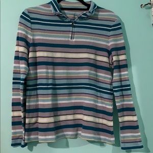 Stripped quarter zip sweater